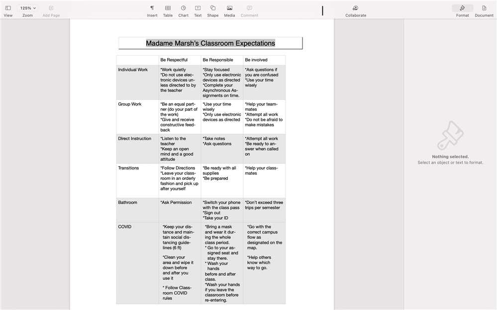 Behavior Matrix Behavior Matrix